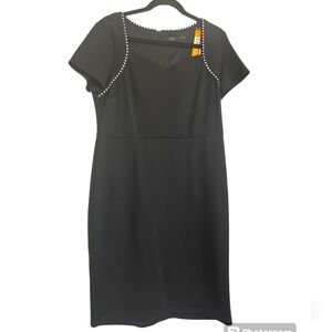 NWT ILE New York Black and White LBD  Sweetheart Neckline Sheath Dress